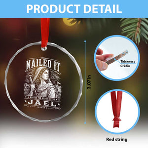 Nailed It Jael Judges 4 Old Testament Crystal Glass Ornament Funny Biblical Woodcut Christian Faith