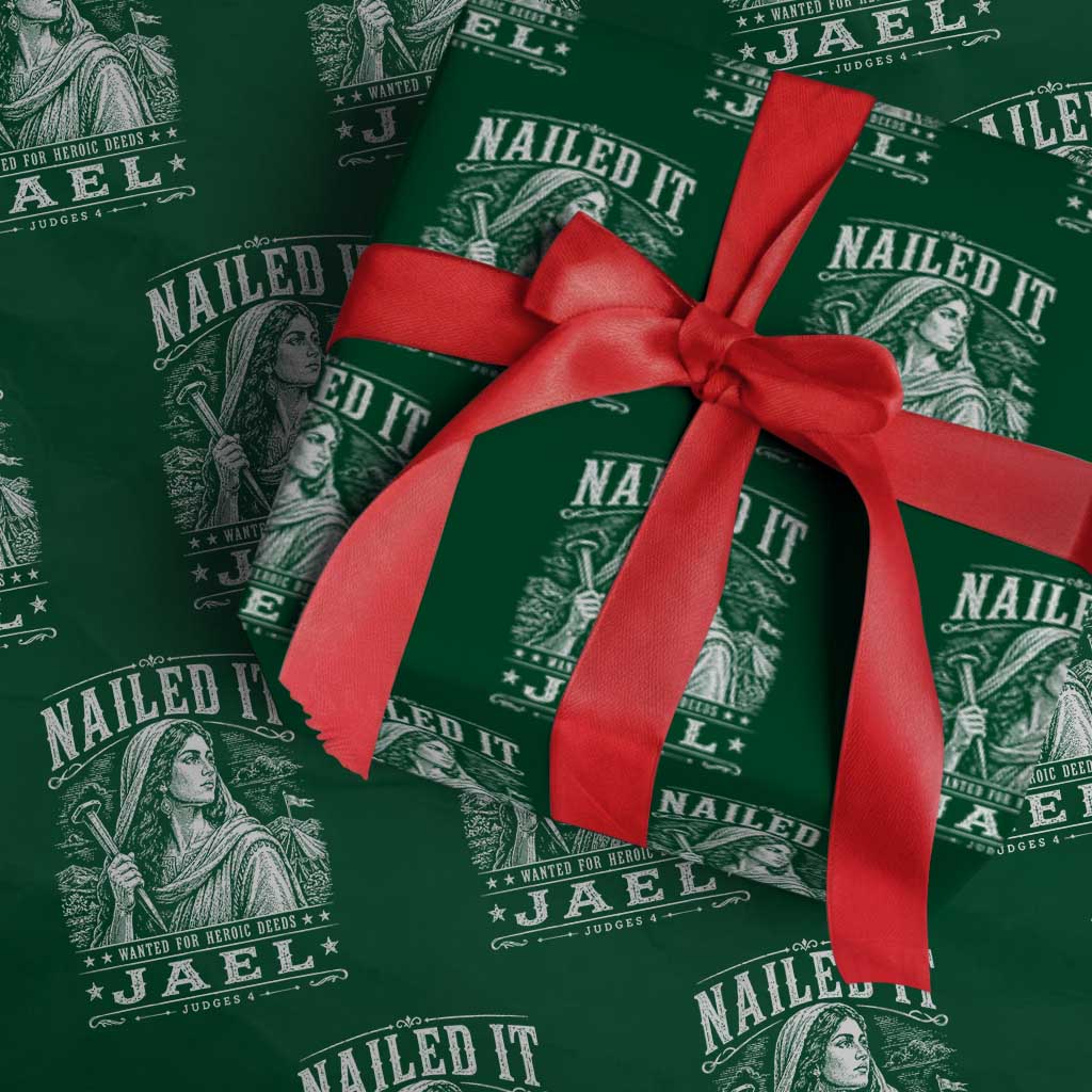 Nailed It Jael Judges 4 Old Testament Wrapping Paper Roll Funny Biblical Woodcut Christian Faith