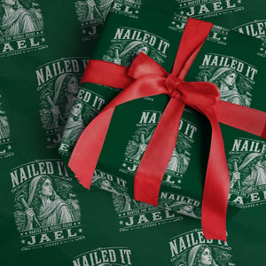 Nailed It Jael Judges 4 Old Testament Wrapping Paper Roll Funny Biblical Woodcut Christian Faith