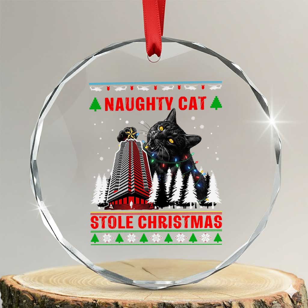 Nakatomi Plaza Christmas Crystal Glass Ornament Funny Naughty Santa Cat Humor TS14 Transparent Glass 3'' Circle Print Your Wear