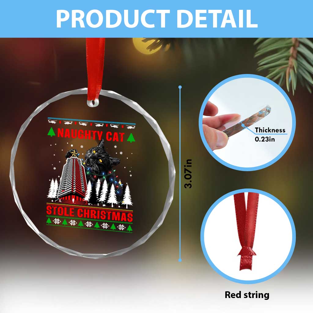 Nakatomi Plaza Christmas Crystal Glass Ornament Funny Naughty Santa Cat Humor TS14 Print Your Wear