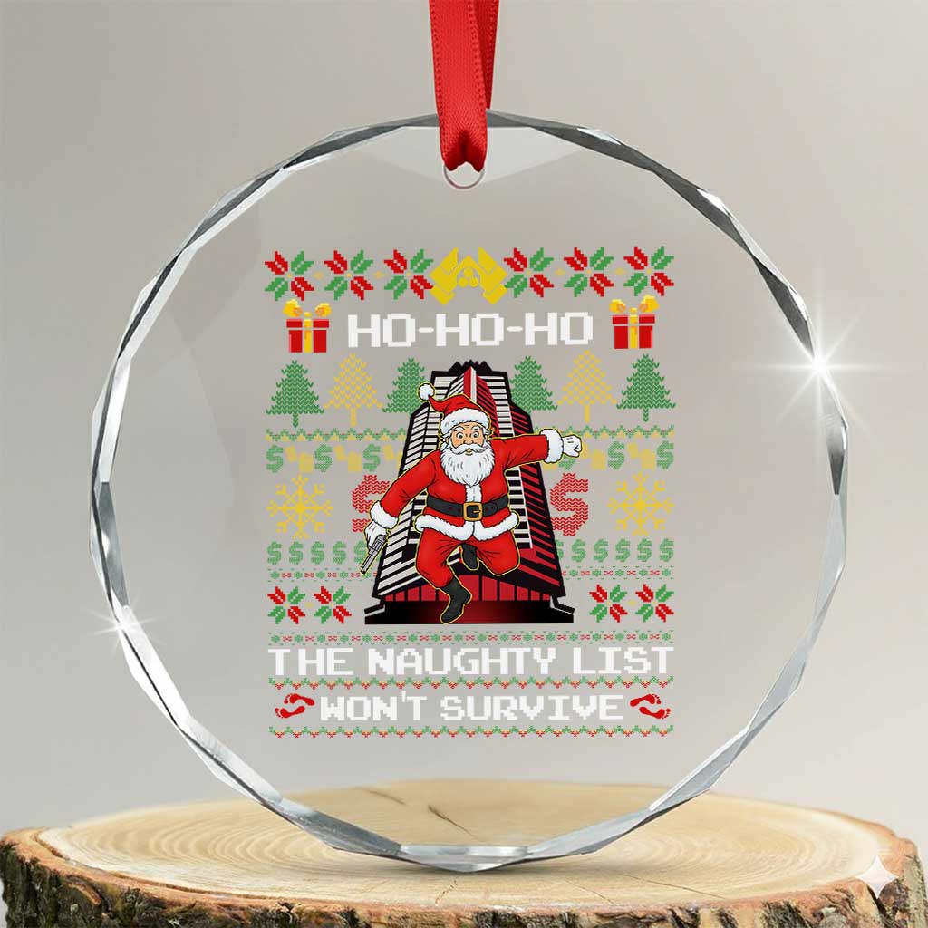 Nakatomi Plaza Christmas Crystal Glass Ornament Funny Santa Gun Cosplay Xmas TS14 Transparent Glass 3'' Circle Print Your Wear