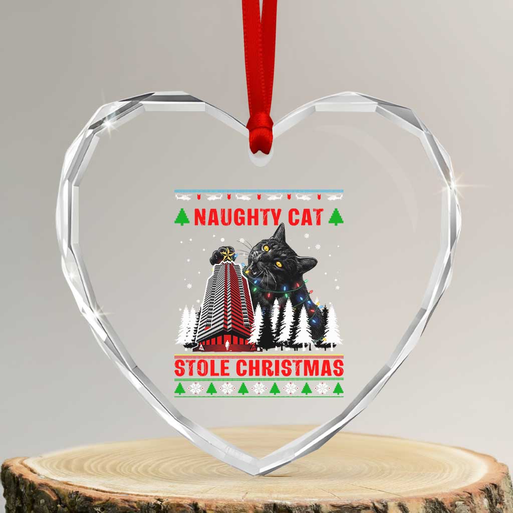 Nakatomi Plaza Christmas Heart Crystal Glass Ornament Funny Naughty Santa Cat Humor TS14 Transparent Glass 3'' Heart Print Your Wear