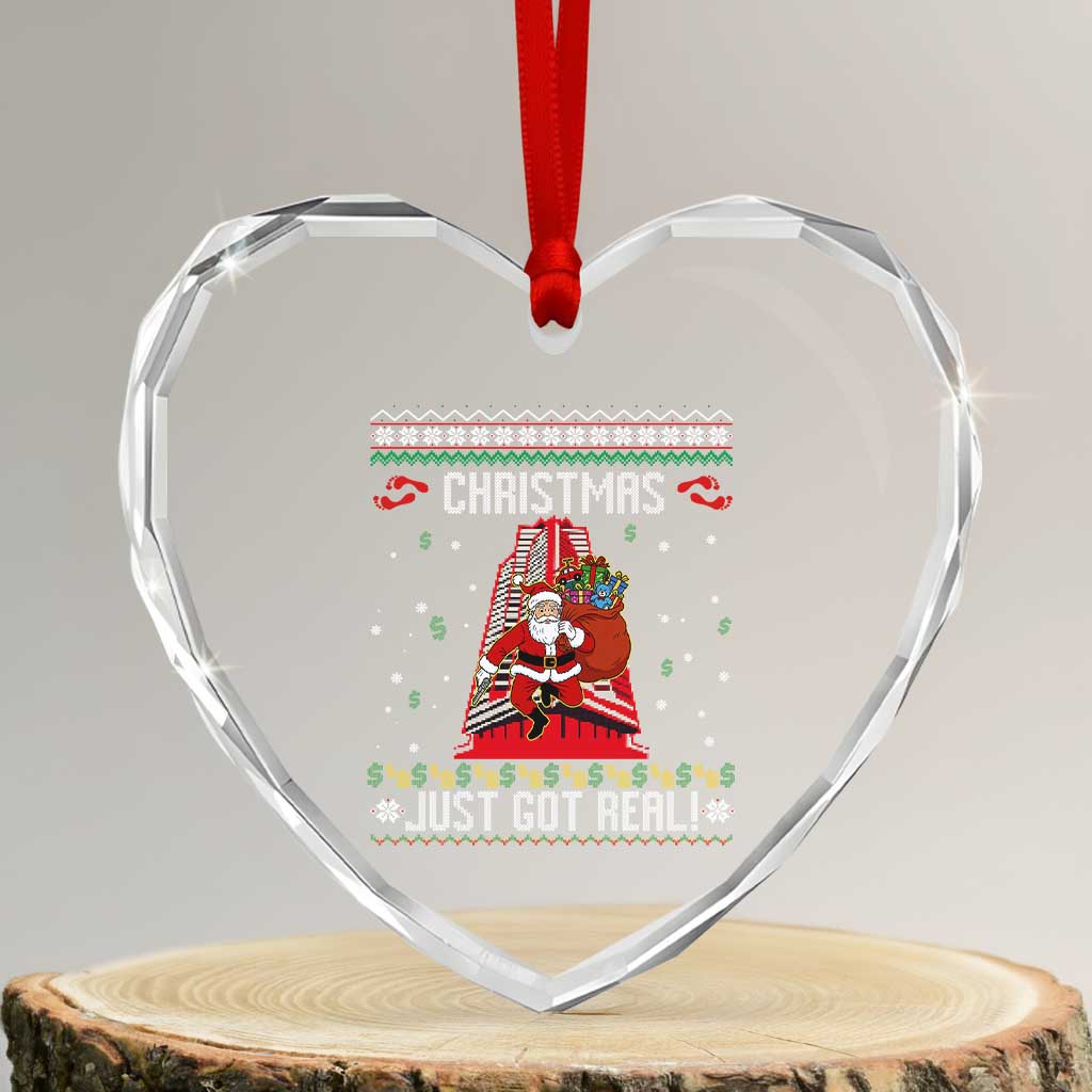 Nakatomi Plaza Christmas Heart Crystal Glass Ornament Just Got Real TS14 Transparent Glass 3'' Heart Print Your Wear
