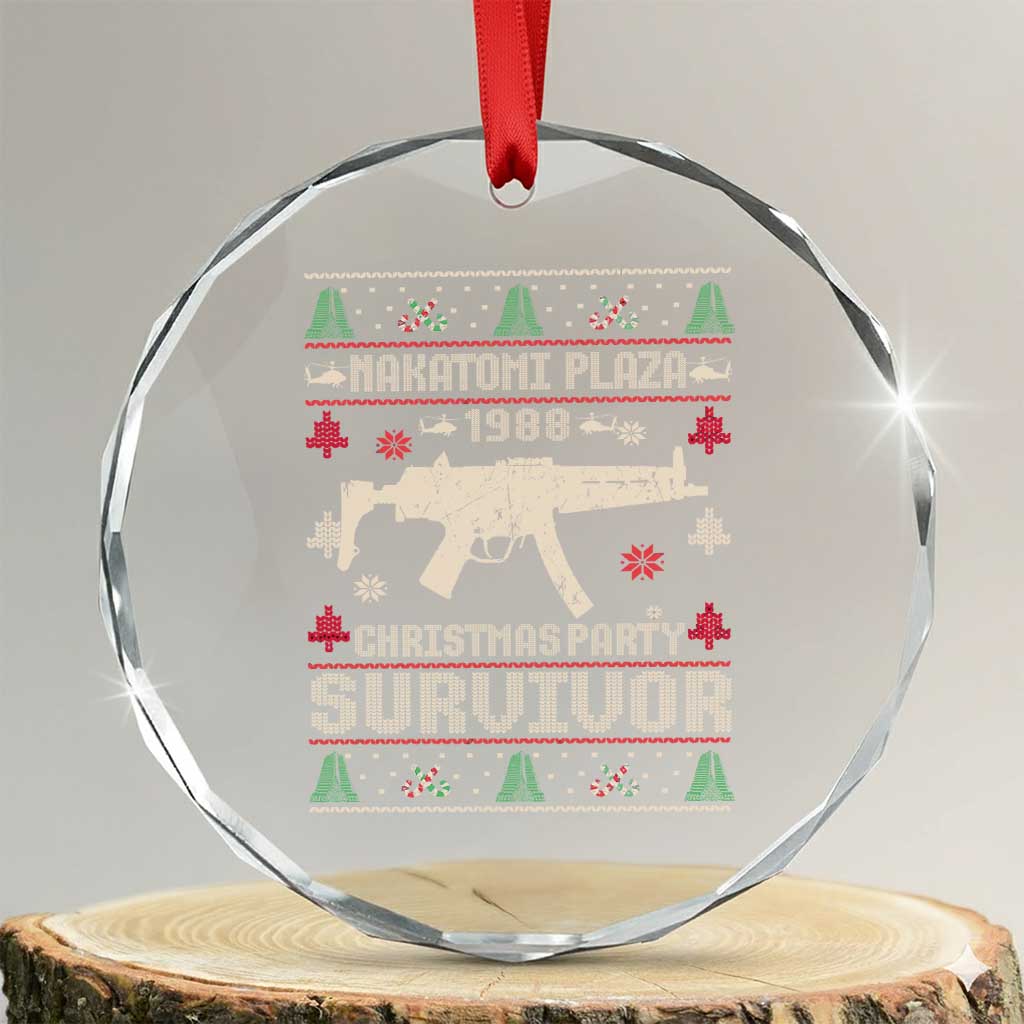 Nakatomi Plaza Christmas Party Crystal Glass Ornament Funny 80's Die Movie 1988 Ugly Christmas TS10 Transparent Glass 3'' Circle Print Your Wear