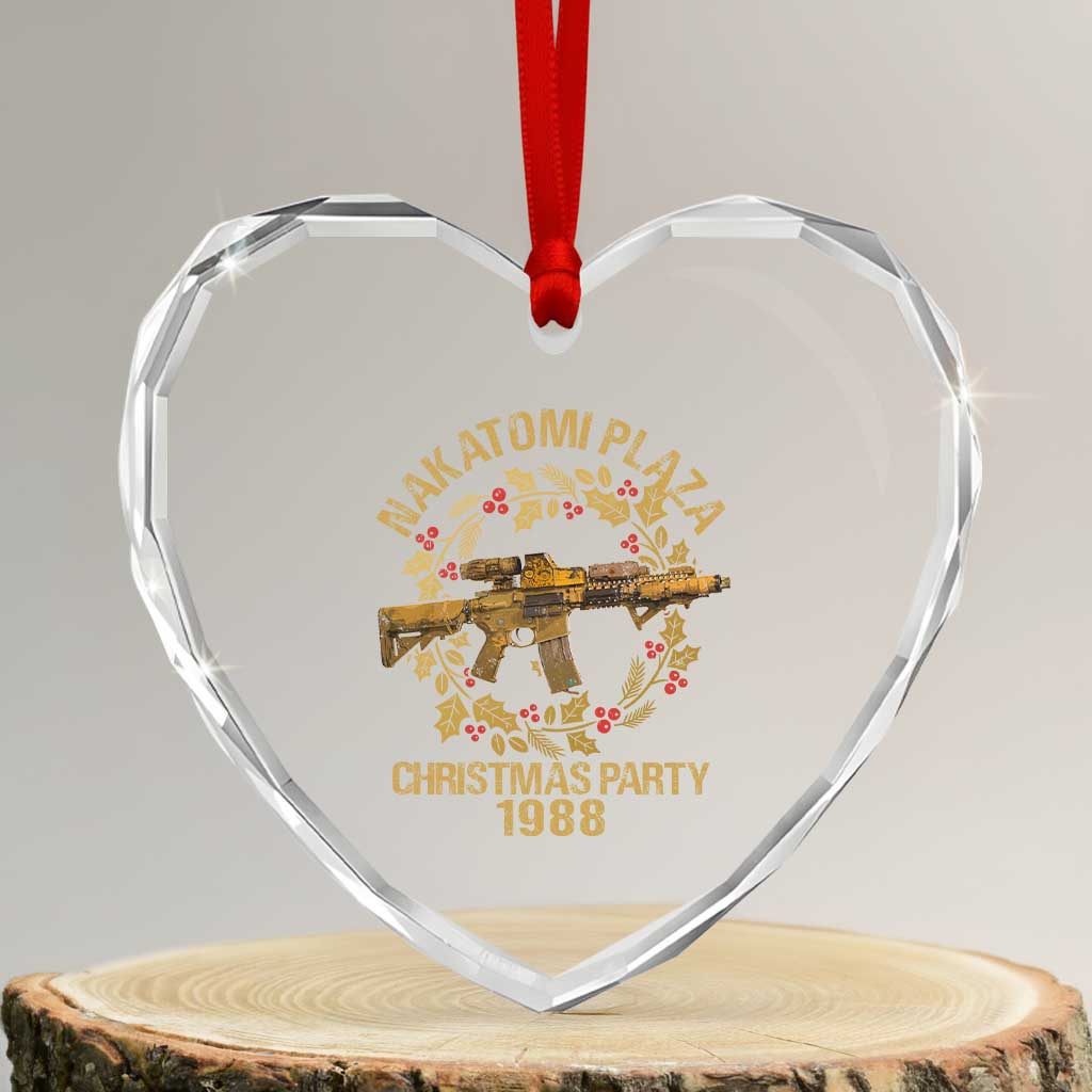 Nakatomi Plaza Christmas Party Heart Crystal Glass Ornament American Patriotic Gold Holly Wreath Machine Gun TS09 Transparent Glass 3'' Heart Print Your Wear