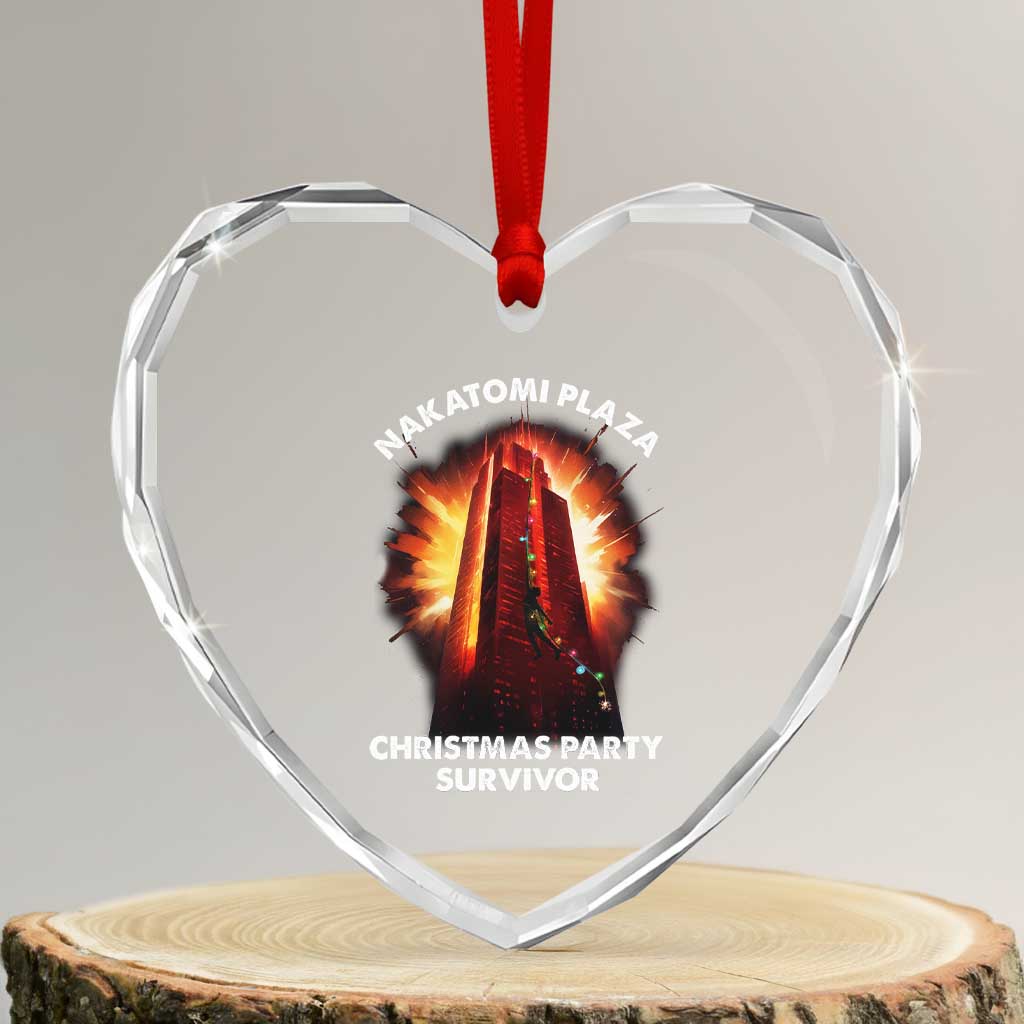 Nakatomi Plaza Christmas Party Survivor Heart Crystal Glass Ornament TS09 Transparent Glass 3'' Heart Print Your Wear