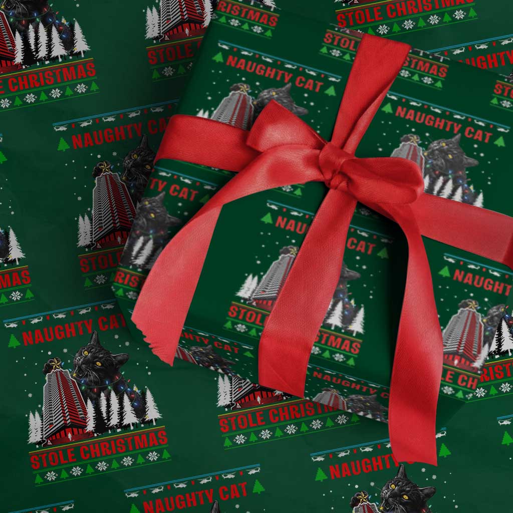 Nakatomi Plaza Christmas Wrapping Paper Roll Funny Naughty Santa Cat Humor TS14 Green Print Your Wear