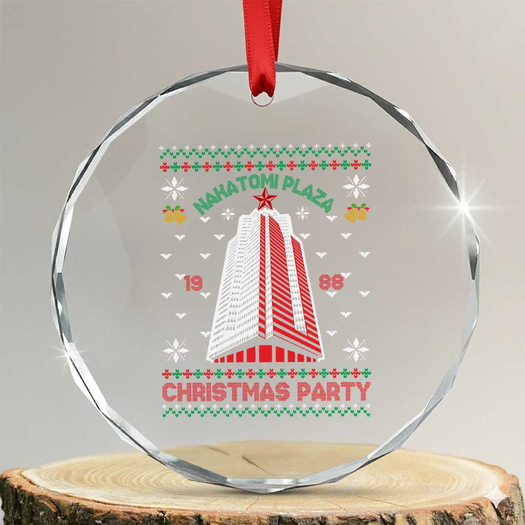 Nakatomi Plaza Crystal Glass Ornament Christmas Party 1988 Seasons Greetings TS11 Transparent Glass 3'' Circle Print Your Wear