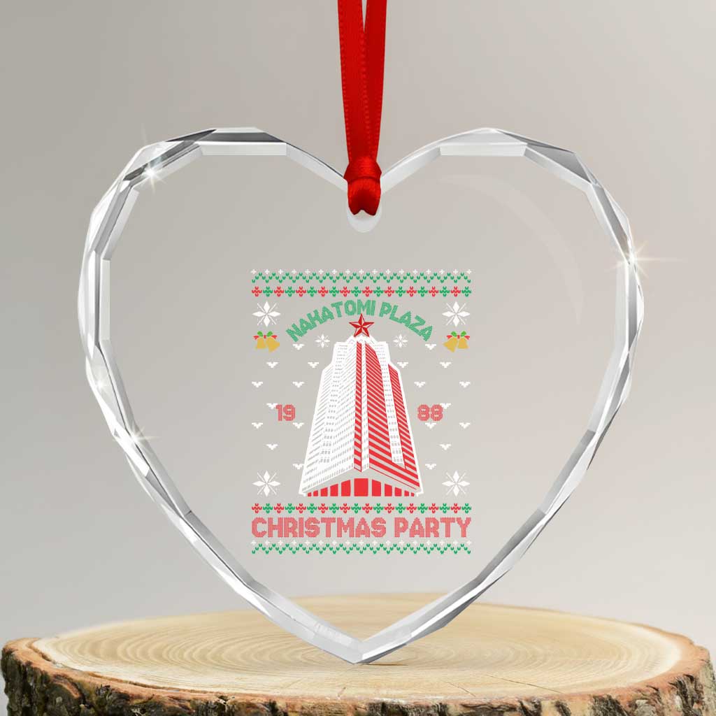Nakatomi Plaza Heart Crystal Glass Ornament Christmas Party 1988 Seasons Greetings TS11 Transparent Glass 3'' Heart Print Your Wear