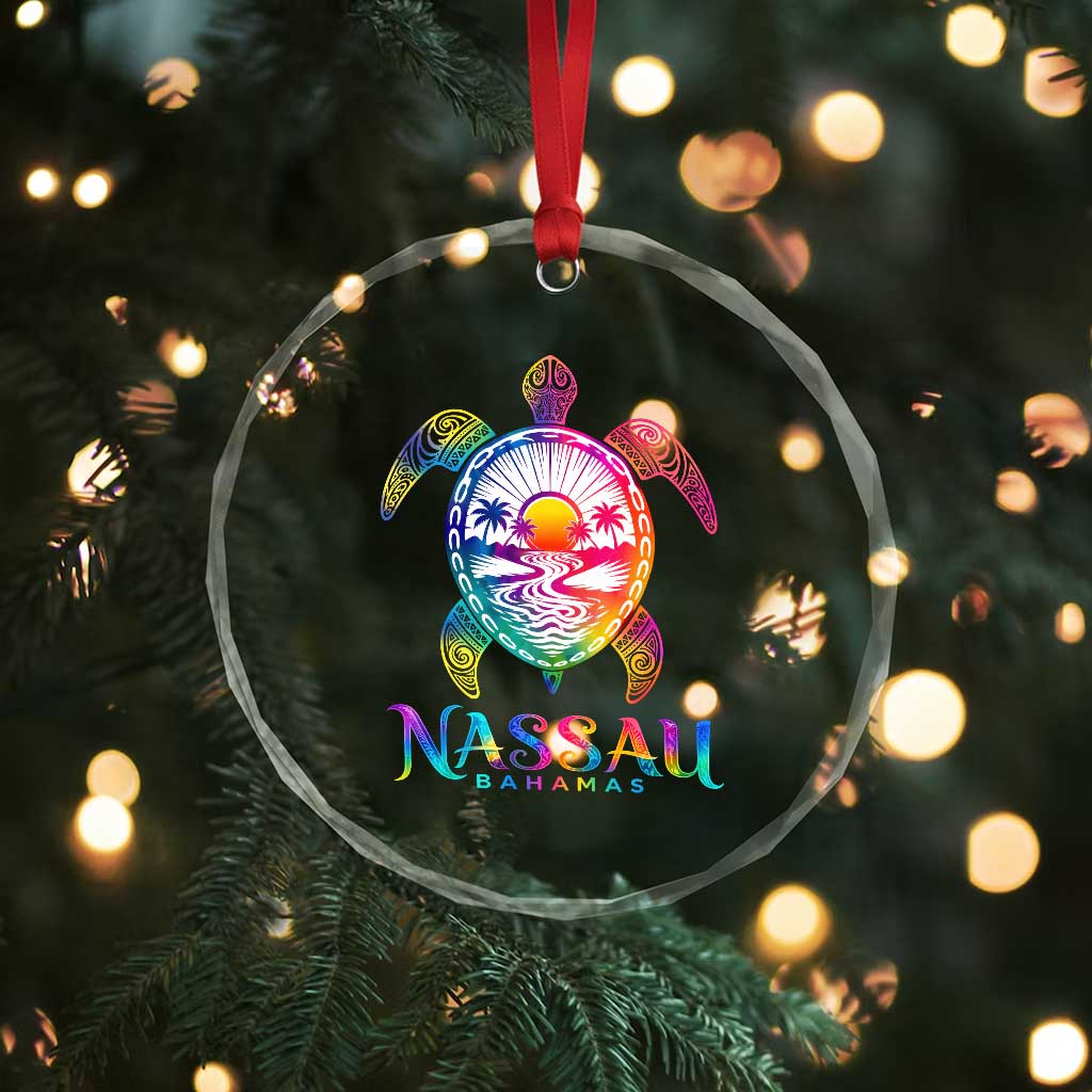 Nassau Bahamas Beach Vacation Crystal Glass Ornament Tie Dye Sea Turtle TS11 Print Your Wear
