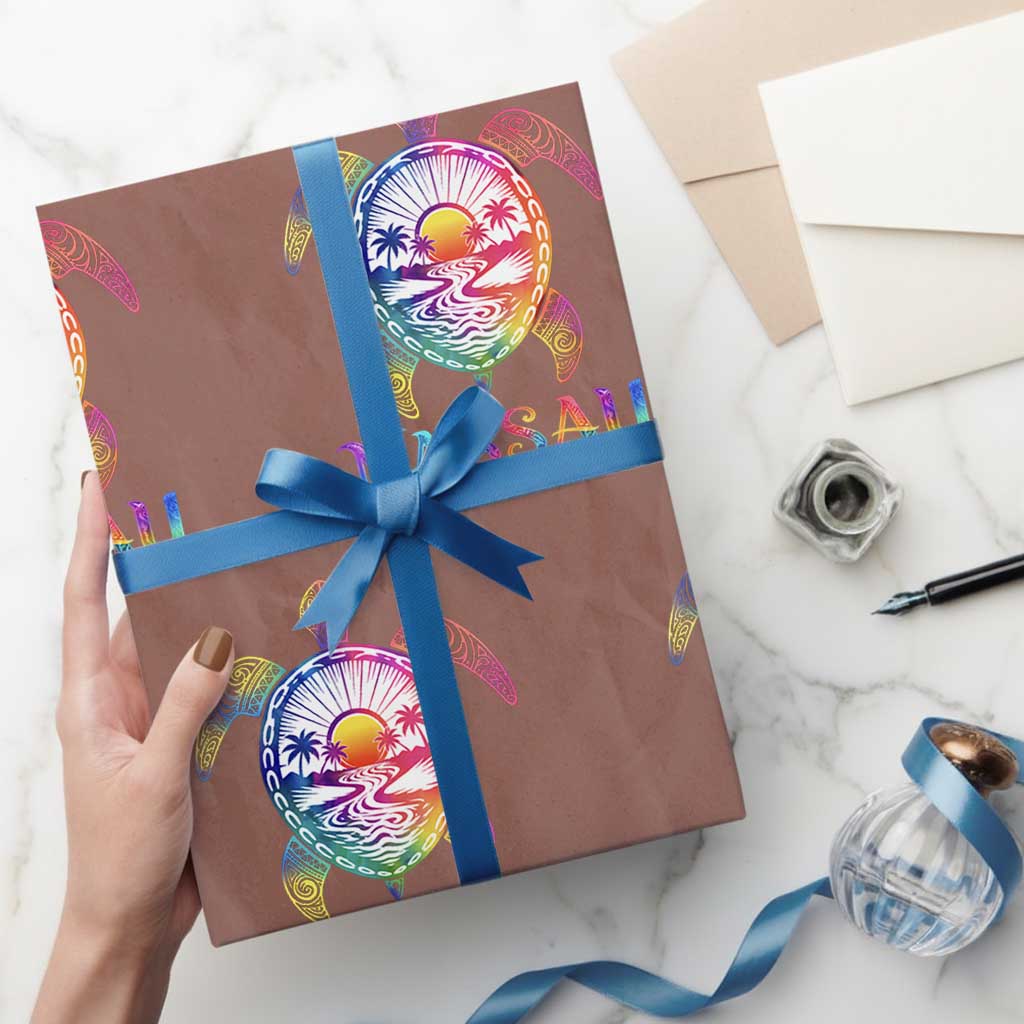 Nassau Bahamas Beach Vacation Wrapping Paper Roll Tie Dye Sea Turtle TS11 Mocha Print Your Wear