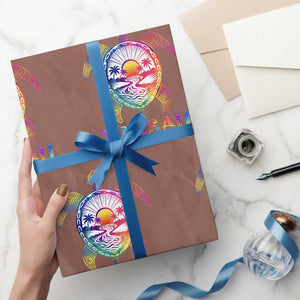 Nassau Bahamas Beach Vacation Wrapping Paper Roll Tie Dye Sea Turtle TS11 Mocha Print Your Wear
