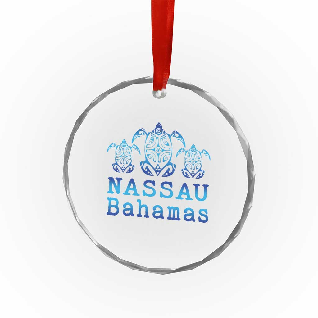 Nassau Souvenir Crystal Glass Ornament Sea Turtle Bahamas Beach Vacation TS10 Transparent Glass 3'' Circle Print Your Wear