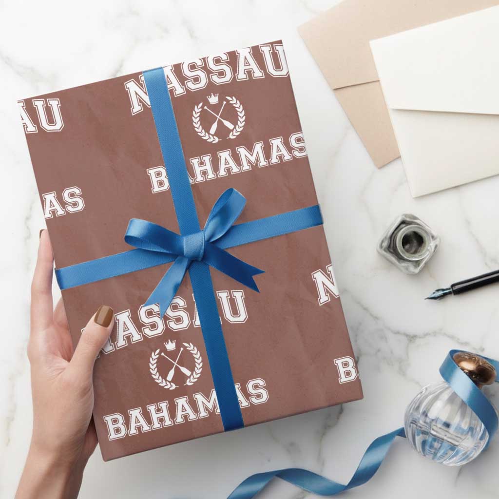 Nassau Souvenir Wrapping Paper Roll Bahamas Rowing Beach Summer Vacation TS10 Mocha Print Your Wear