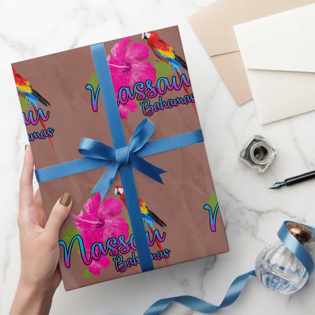 Nassau Souvenir Wrapping Paper Roll Caribbean Bahamas Beach Vacation TS10 Mocha Print Your Wear