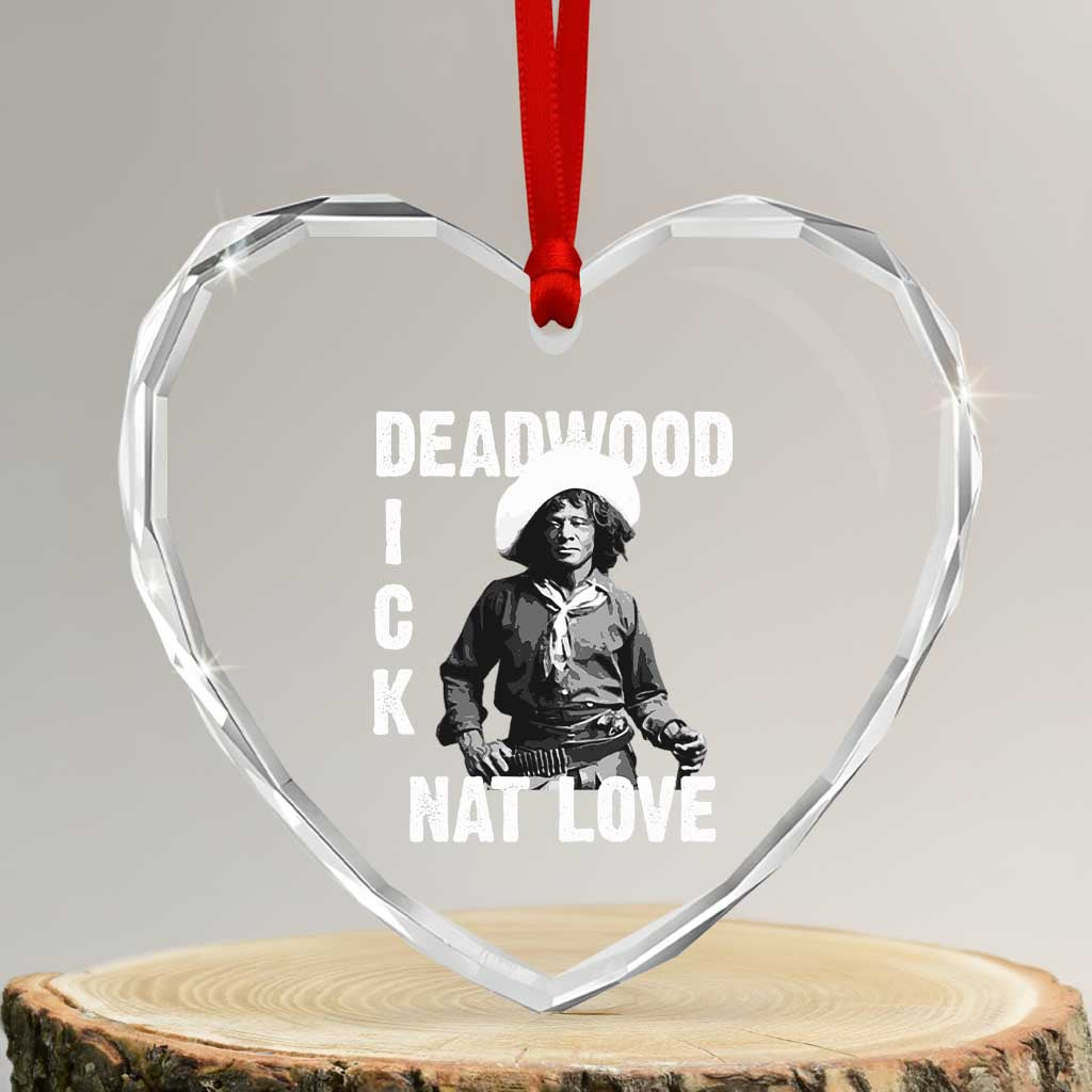Nat Love Heart Crystal Glass Ornament Deadwood Dick Black Cowboy Western Legend Vintage TS02 Transparent Glass 3'' Heart Print Your Wear
