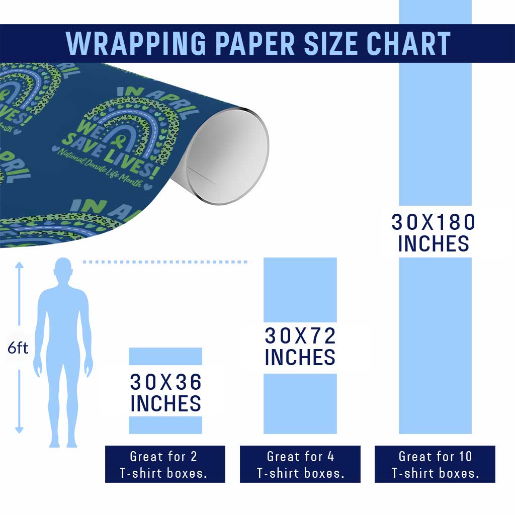 National Donate Life Month Wrapping Paper Roll In April We Save Lives Organ Donation Support Green Ribbon TS10 Print Your Wear