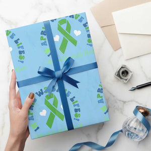National Donate Life Month Wrapping Paper Roll Green Ribbon Organ Donation In April We Save Lives TS10 Light Blue Print Your Wear