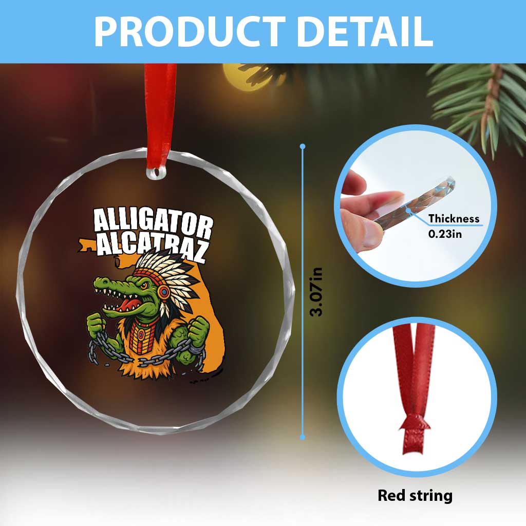 Native Alligator Alcatraz Crystal Glass Ornament Florida Gator Break The Chain TS02 Print Your Wear