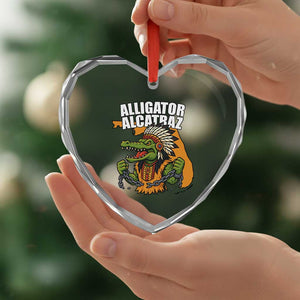 Native Alligator Alcatraz Heart Crystal Glass Ornament Florida Gator Break The Chain TS02 Print Your Wear