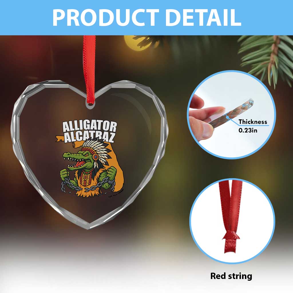 Native Alligator Alcatraz Heart Crystal Glass Ornament Florida Gator Break The Chain TS02 Print Your Wear