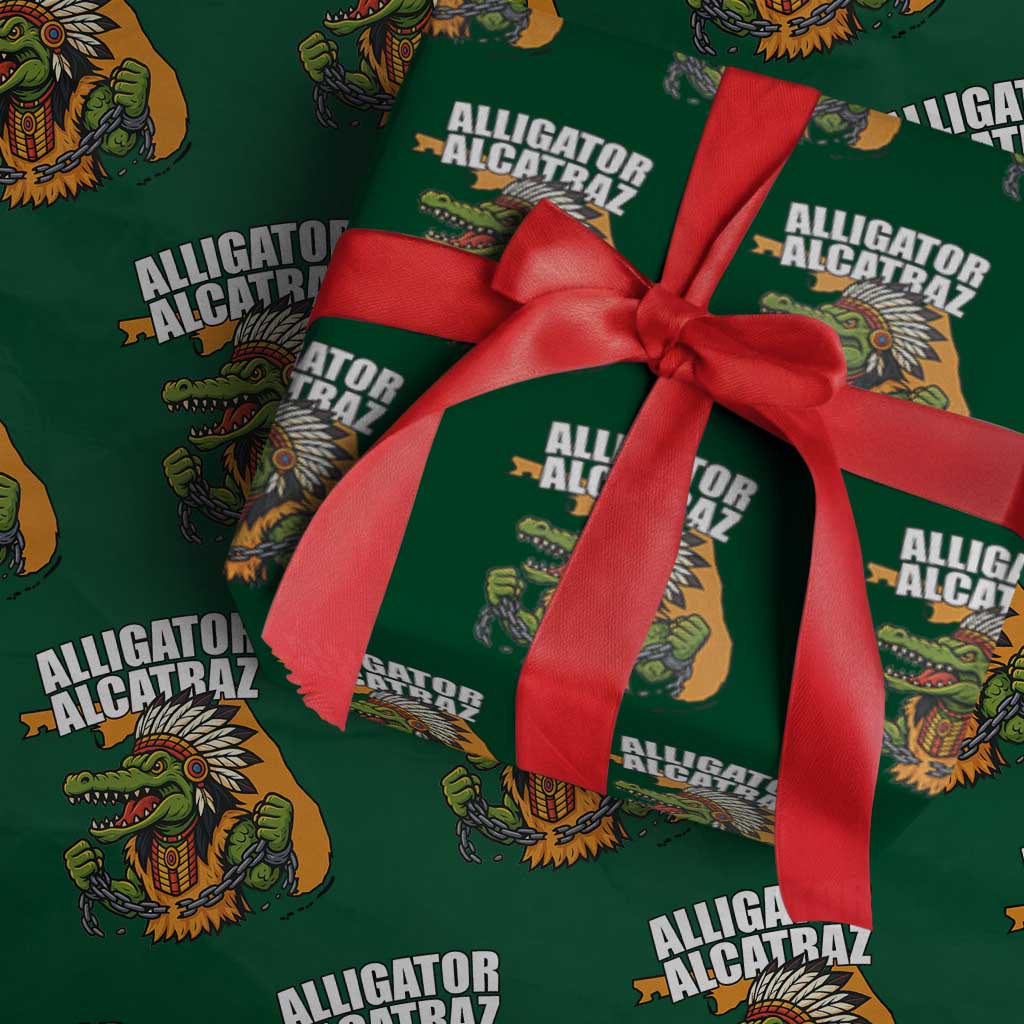 Native Alligator Alcatraz Wrapping Paper Roll Florida Gator Break The Chain TS02 Green Print Your Wear