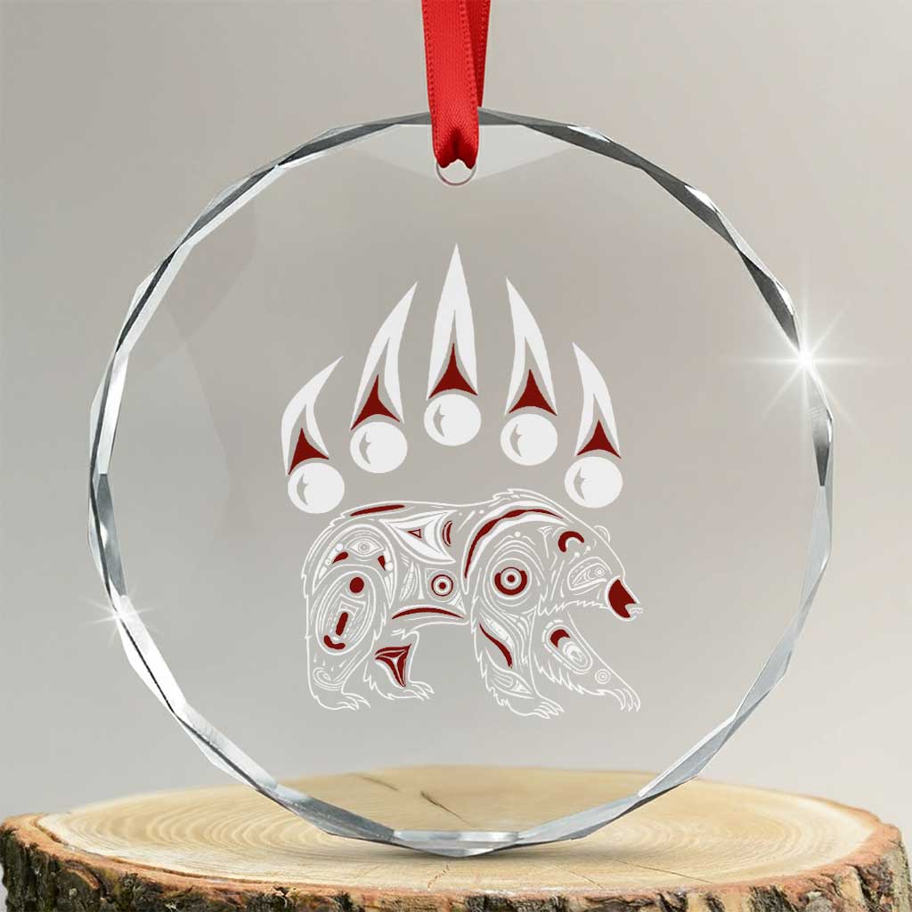 Native American Alaska Grizzly Bear Claw Indian Pride Crystal Glass Ornament TS11 Transparent Glass 3'' Circle Print Your Wear