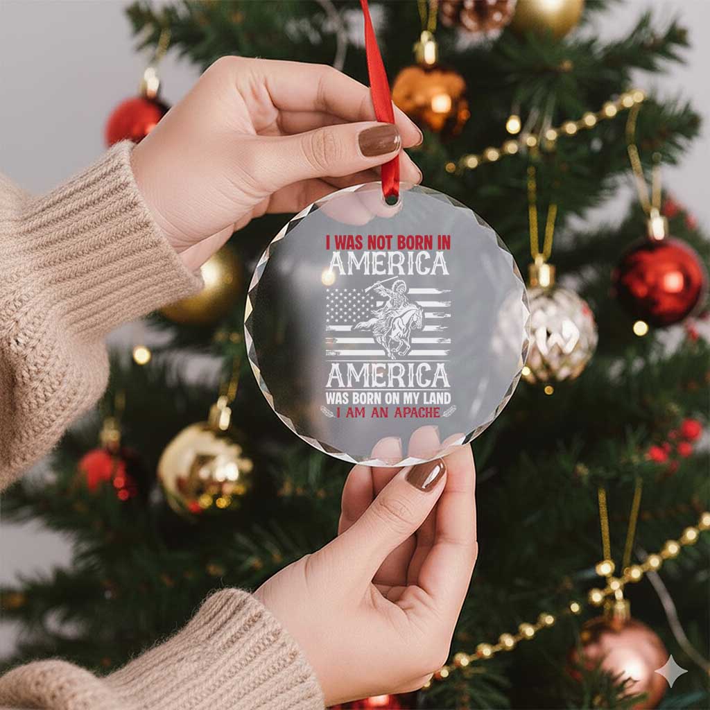 Native American Apache Crystal Glass Ornament I Was Not Born In America TS14 Print Your Wear