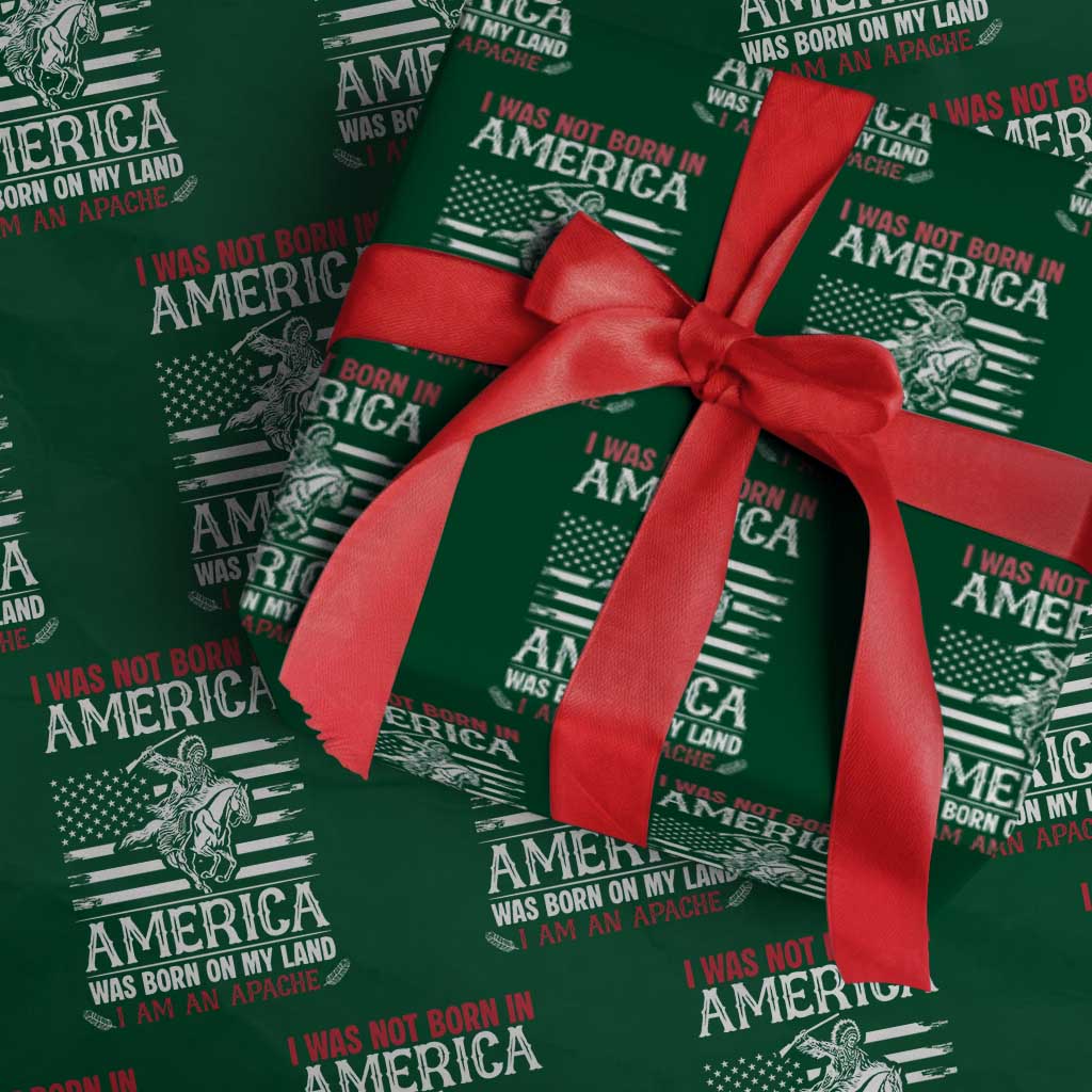 Native American Apache Wrapping Paper Roll I Was Not Born In America TS14 Green Print Your Wear