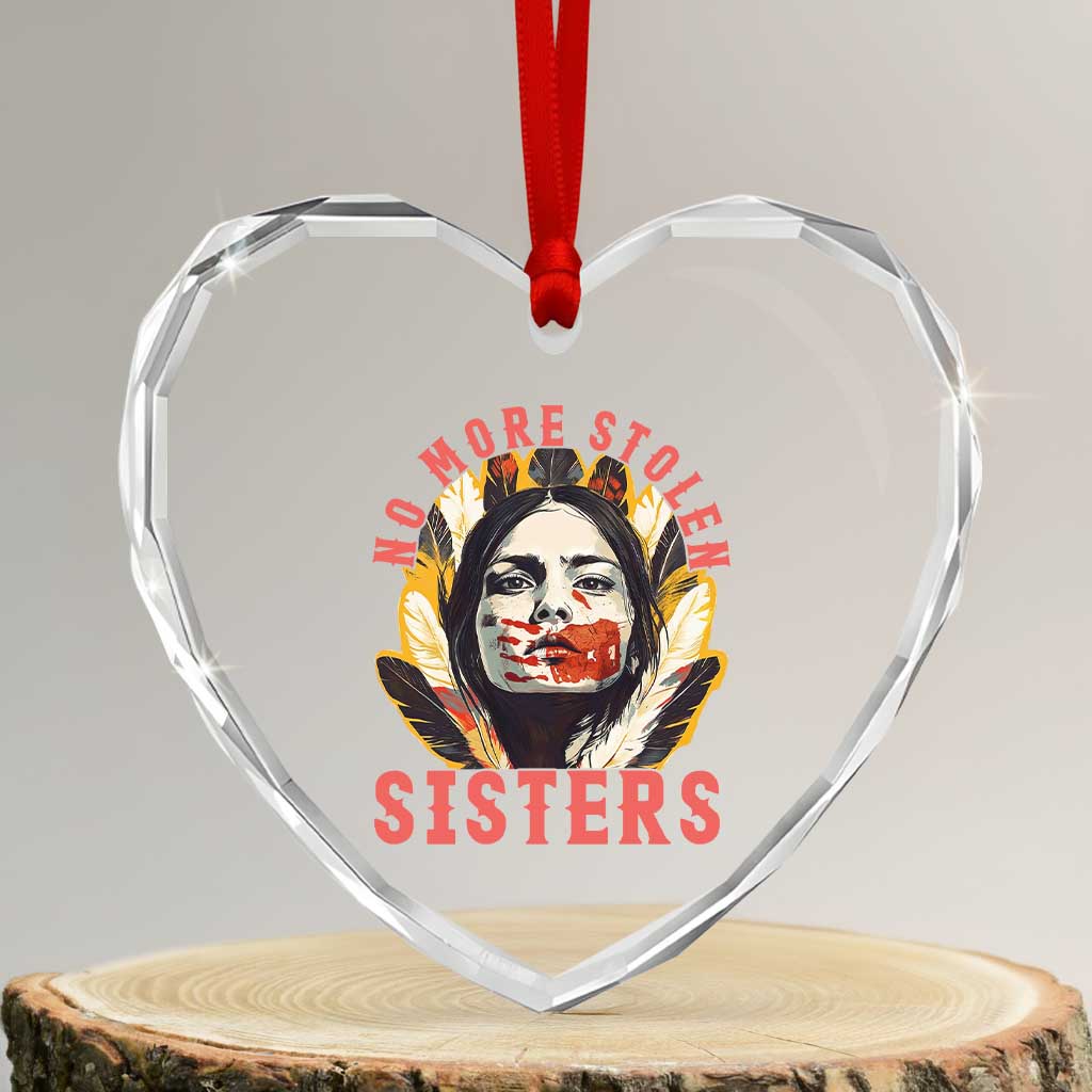 Native American Awareness Gift Heart Crystal Glass Ornament No More Stolen Sisters MMIW Support TS12 Transparent Glass 3'' Heart Print Your Wear