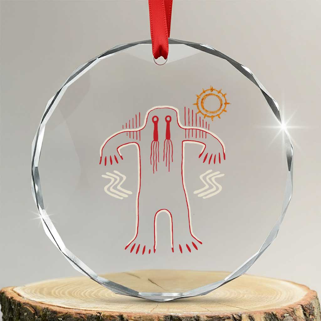 Native American Bigfoot Sasquatch Petroglyph Cave Art Crystal Glass Ornament TS11 Transparent Glass 3'' Circle Print Your Wear