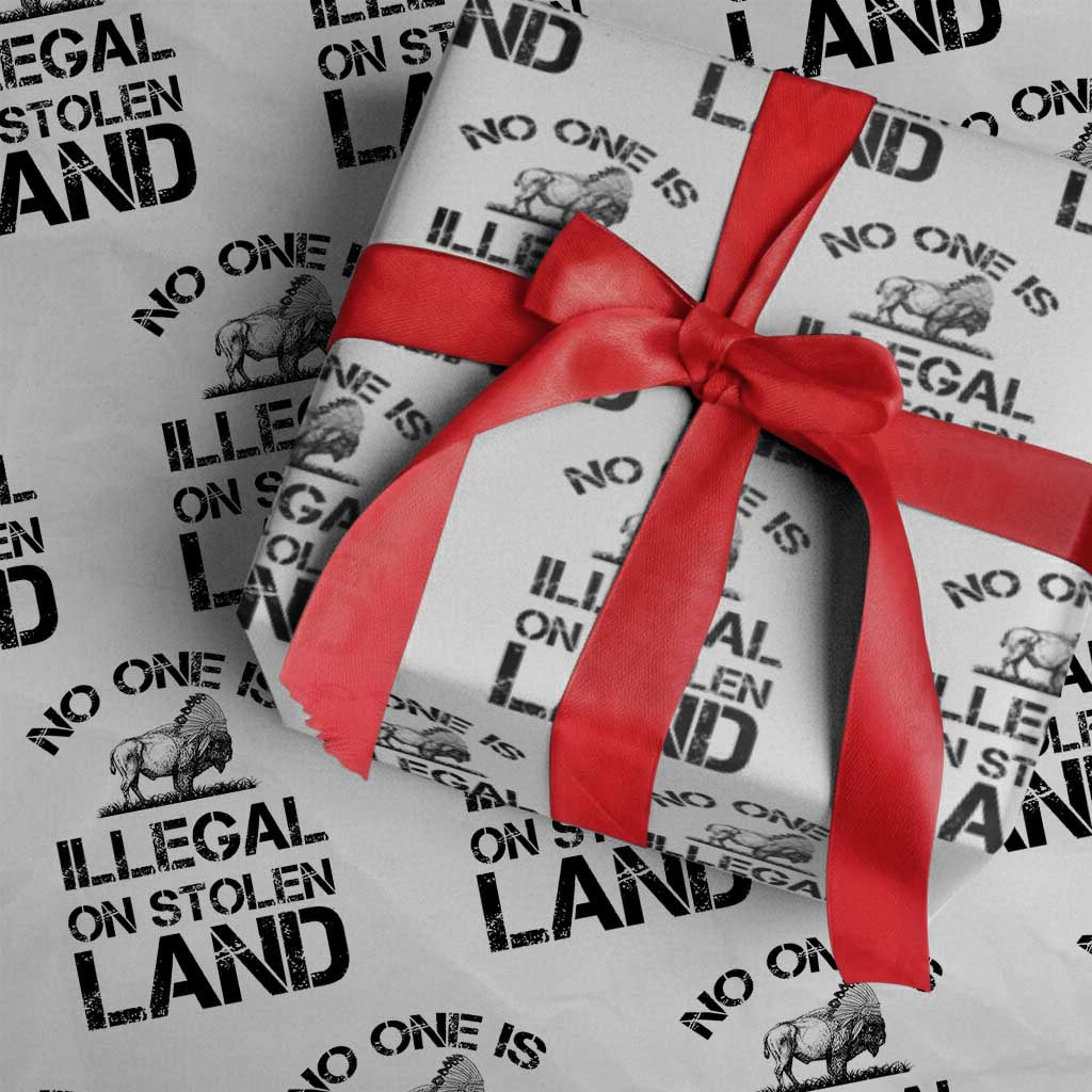Native American Buffalo Graphic Wrapping Paper Roll No One Is Illegal On Stolen Land