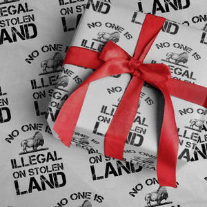 Native American Buffalo Graphic Wrapping Paper Roll No One Is Illegal On Stolen Land