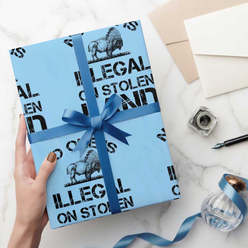 Native American Buffalo Graphic Wrapping Paper Roll No One Is Illegal On Stolen Land