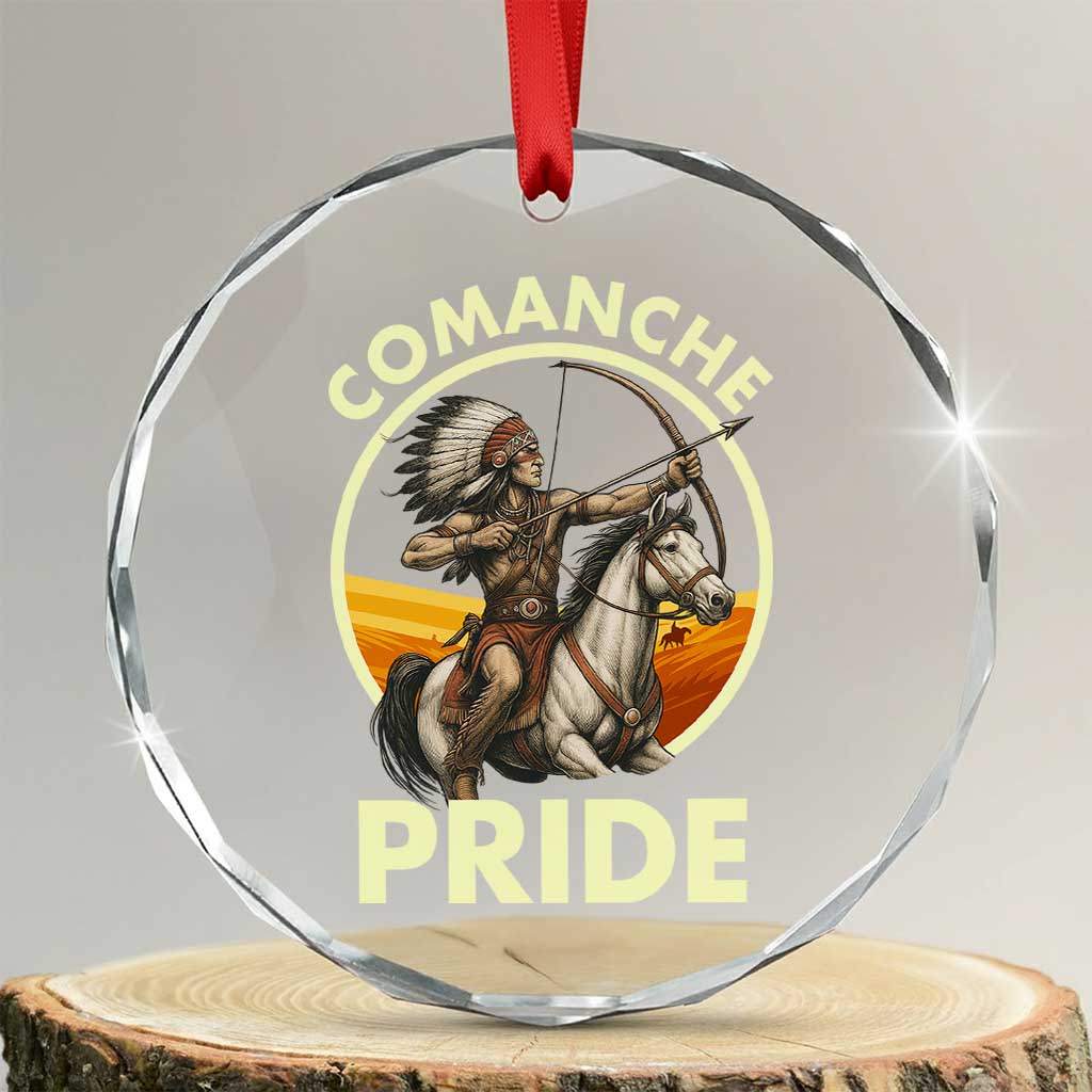 Native American Comanche Pride Indigenous People Day Crystal Glass Ornament TS14 Transparent Glass 3'' Circle Print Your Wear