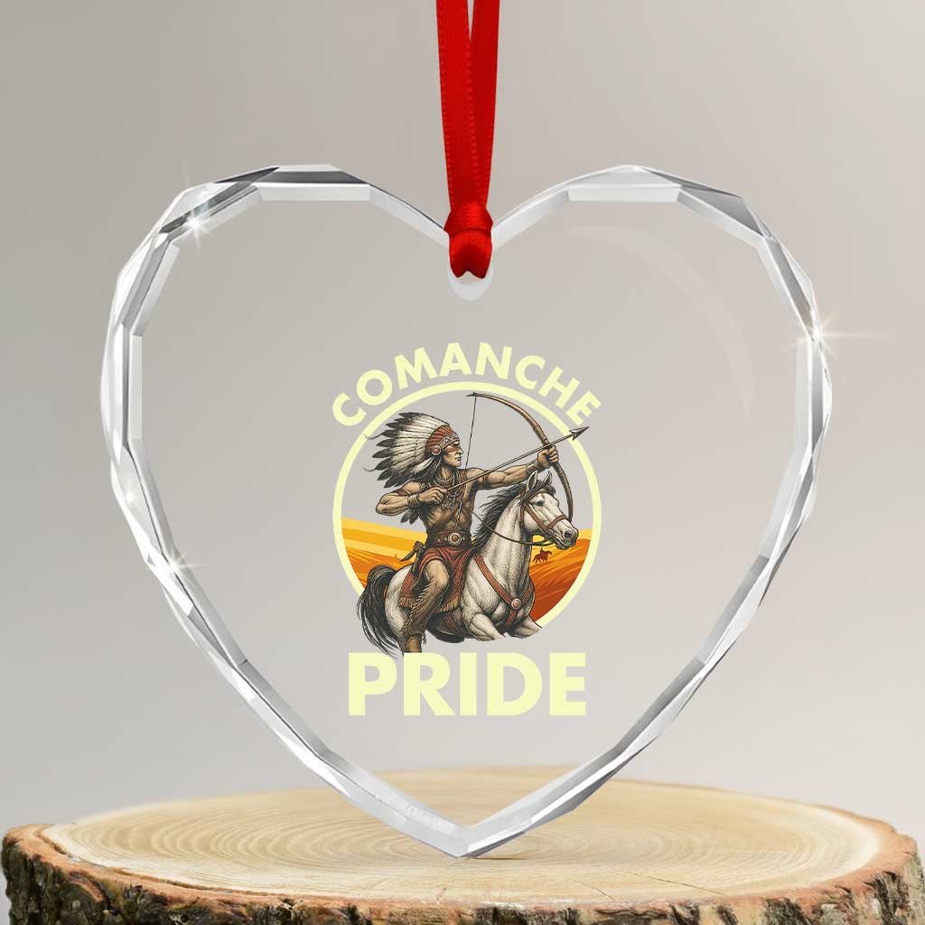 Native American Comanche Pride Indigenous People Day Heart Crystal Glass Ornament TS14 Transparent Glass 3'' Heart Print Your Wear