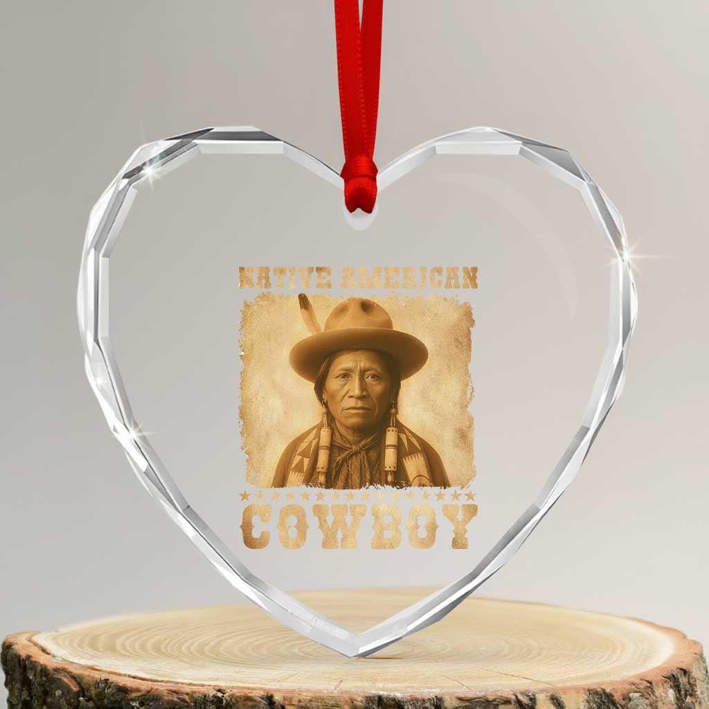 Native American Cowboy Heart Crystal Glass Ornament Vintage Western Country Portrait TS11 Transparent Glass 3'' Heart Print Your Wear