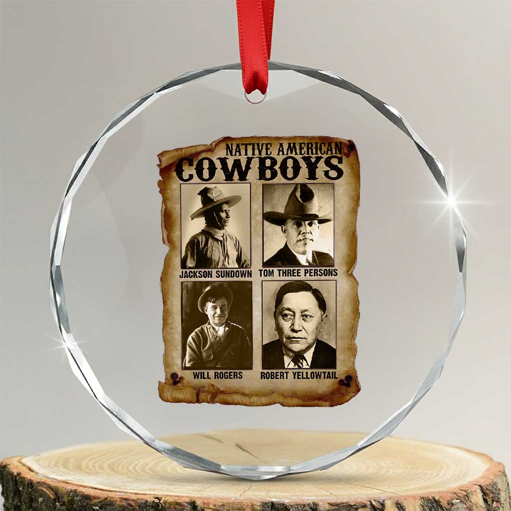 Native American Cowboy Legends Crystal Glass Ornament Vintage Western Rodeo TS11 Transparent Glass 3'' Circle Print Your Wear