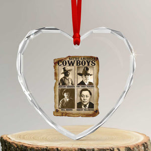 Native American Cowboy Legends Heart Crystal Glass Ornament Vintage Western Rodeo
