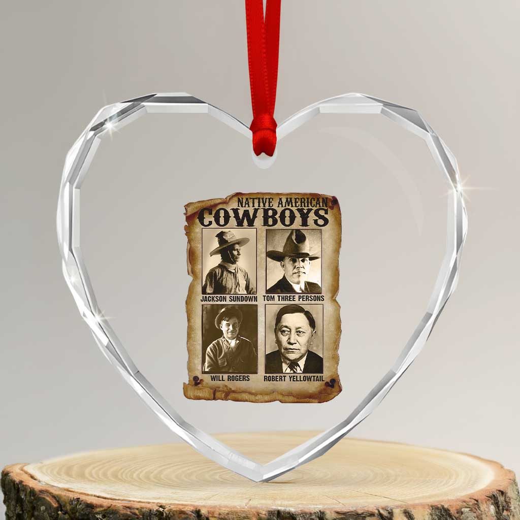 Native American Cowboy Legends Heart Crystal Glass Ornament Vintage Western Rodeo TS11 Transparent Glass 3'' Heart Print Your Wear