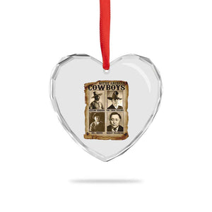 Native American Cowboy Legends Heart Crystal Glass Ornament Vintage Western Rodeo