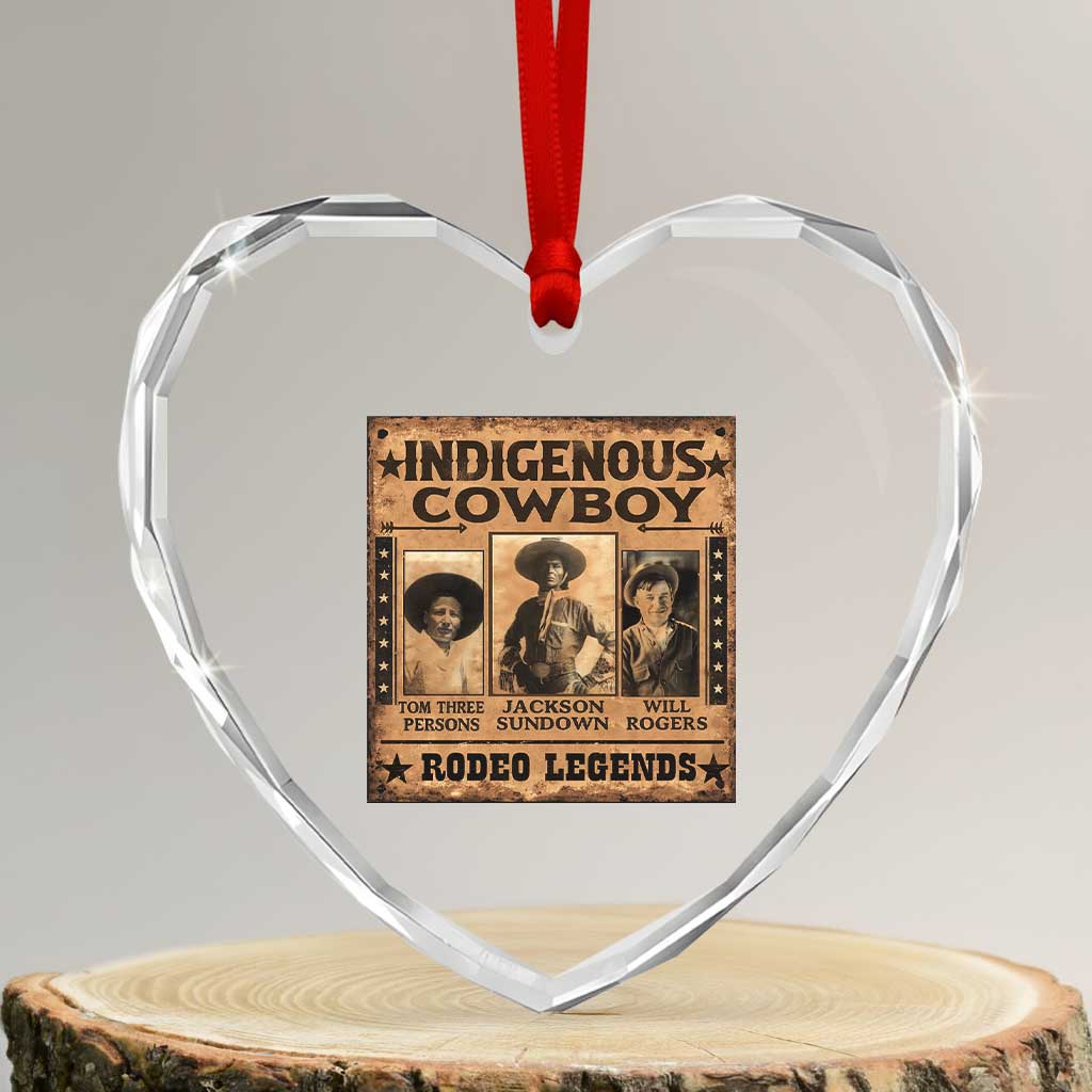 Native American Cowboy Rodeo Legends Heart Crystal Glass Ornament Vintage Western Country Cowboy TS11 Transparent Glass 3'' Heart Print Your Wear