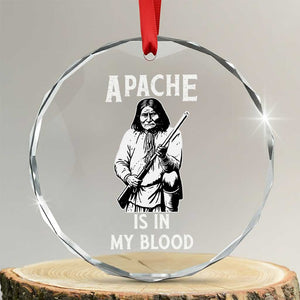 Native American Crystal Glass Ornament Apache Is In My Blood - Print Your Wear