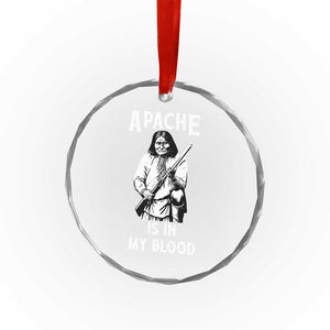 Native American Crystal Glass Ornament Apache Is In My Blood - Print Your Wear