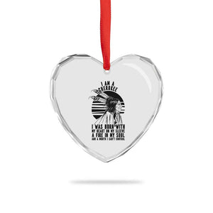 Native American Heritage Pride Gift Heart Crystal Glass Ornament I Am A Cherokee Born With Heart On My Sleeve