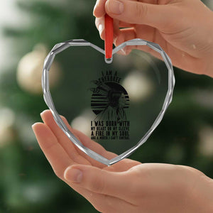 Native American Heritage Pride Gift Heart Crystal Glass Ornament I Am A Cherokee Born With Heart On My Sleeve