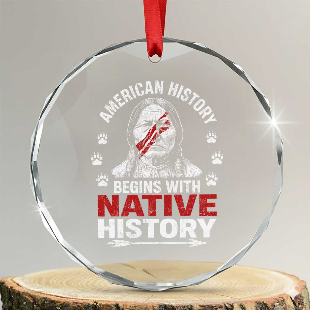 Native American History Crystal Glass Ornament Indigenous Peoples Tribal Pride TS10 Transparent Glass 3'' Circle Print Your Wear