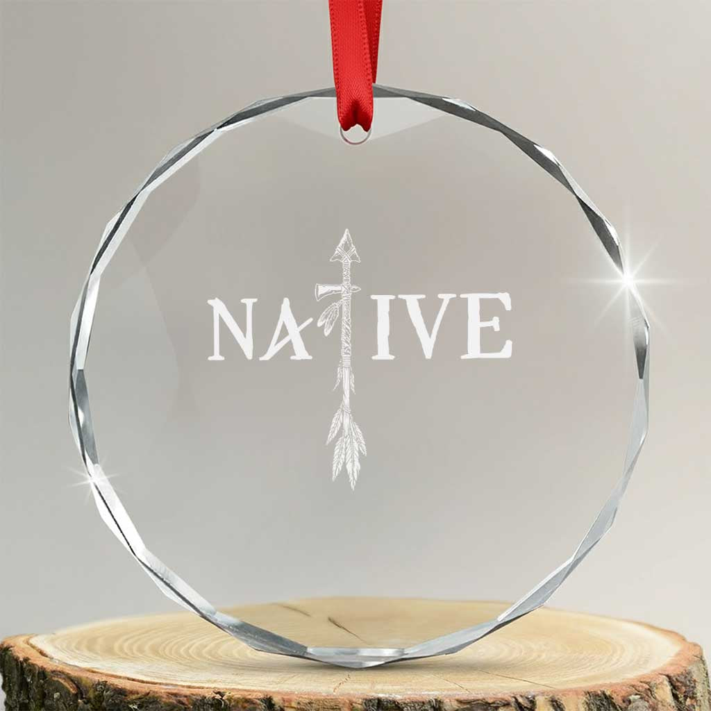 Native American Indian Tomahawk Indigenous Pride Crystal Glass Ornament TS11 Transparent Glass 3'' Circle Print Your Wear