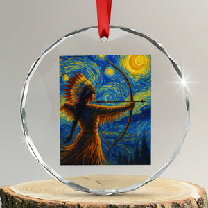 Native American Indian Women Crystal Glass Ornament Starry Night Indigenous Pride TS14 Transparent Glass 3'' Circle Print Your Wear